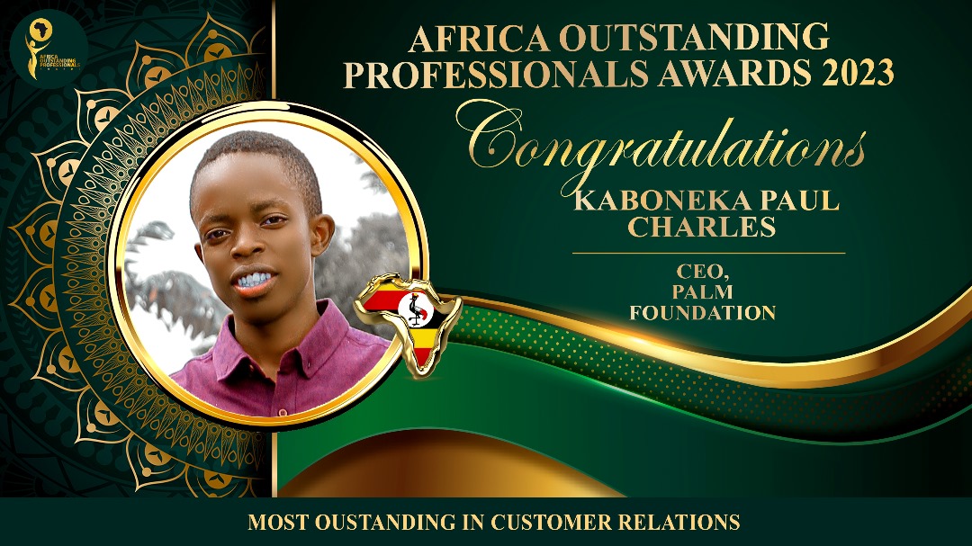 Uganda's young entrepreneur, Kaboneka Paul Charles, wins an award at the AFROPA's in Nairobi, Kenya.